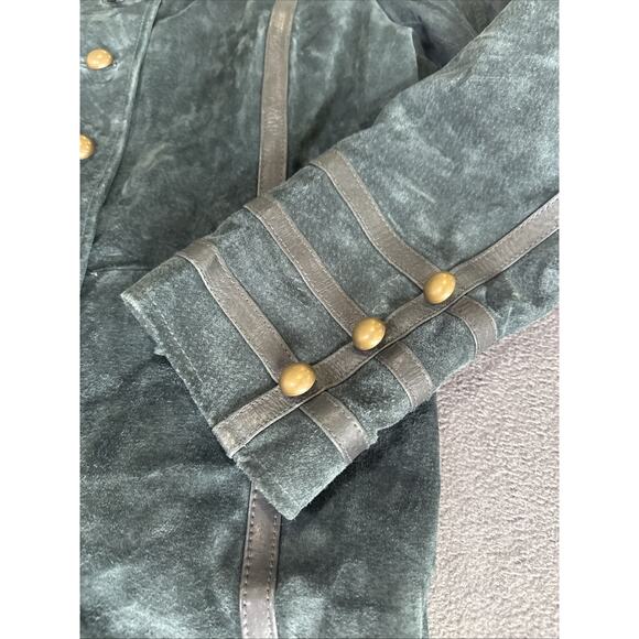 MONTANACO WOMEN'S Military GENUINE LEATHER (SUEDE) DARK GREEN JACKET SIZE XL - Picture 3 of 9